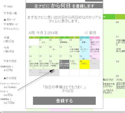 から何日のポップアップがでてきます。日を選択し登録を押すだけ！超簡単！